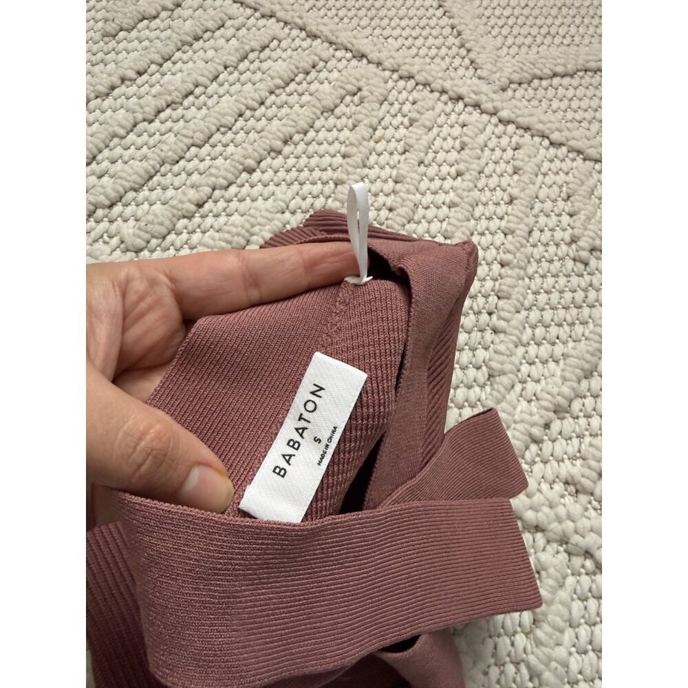 Aritzia Babaton Sculpt Knit Criss Cross Cropped Tank Rib Knit Mauve Basics S - Picture 5 of 6